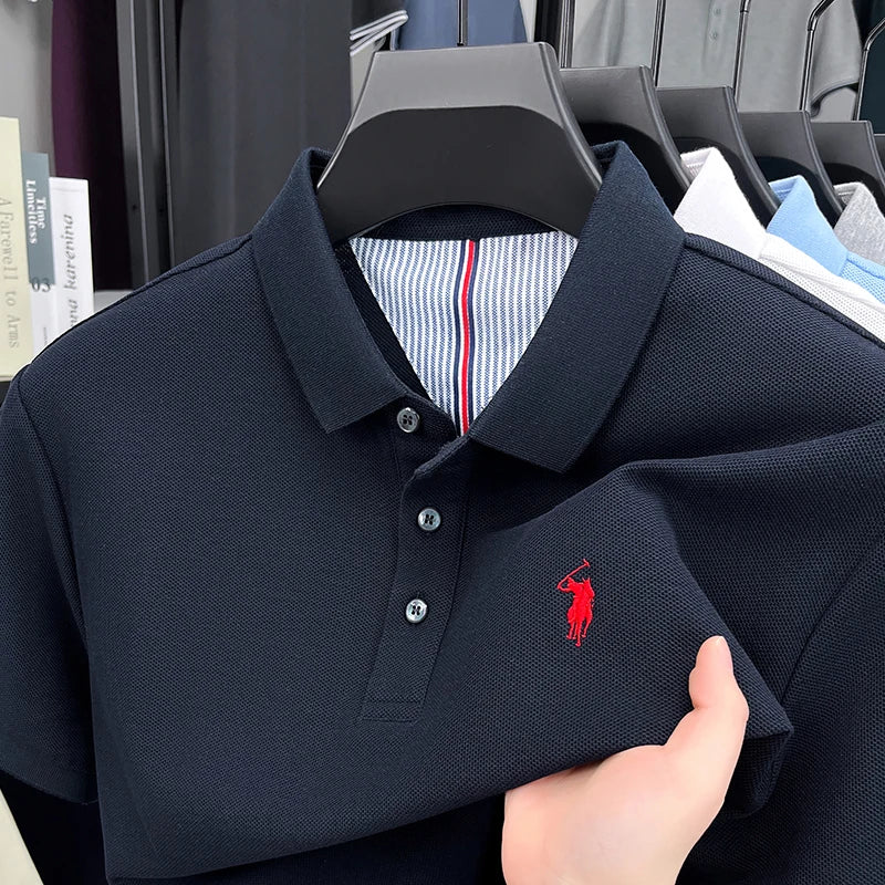 High end brand 100% cotton short sleeve polo shirt men luxur pony embroidery comfort breathable fashion T-shirt summer new top