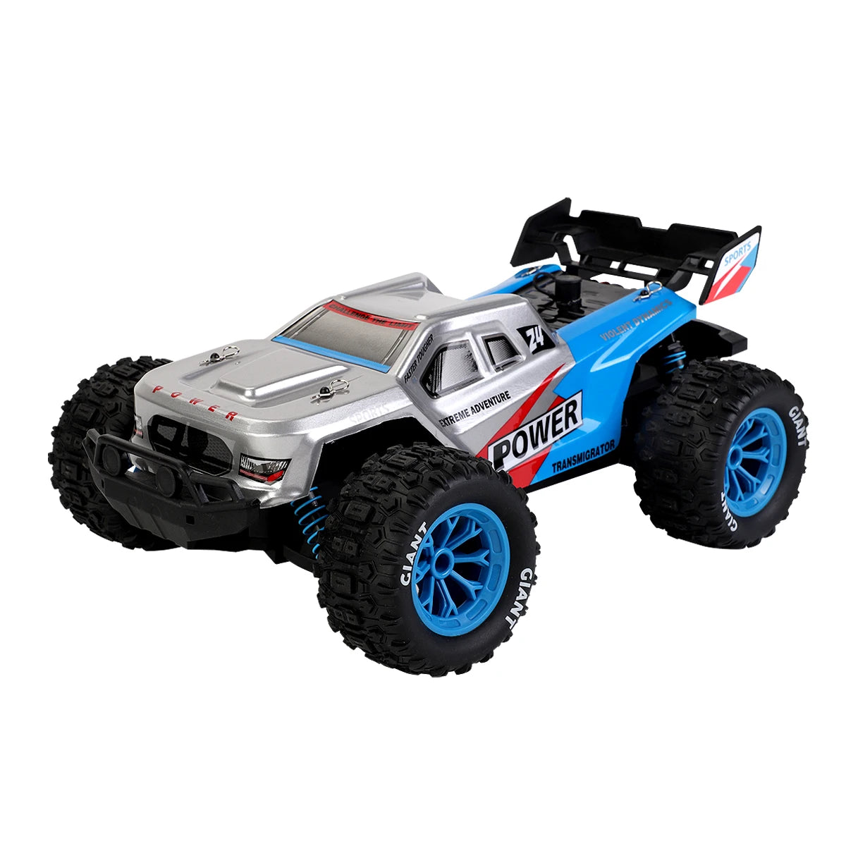 75KM/H 4WD High-Speed RC Car 1:16 Monster Off-road Truck Alloy Body With LED Lights All-Terrain Remote-Controlled Racing Car Toy