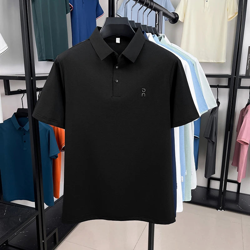 New Men's Short Sleeved Printed Polo Shirt Summer Luxury Brand Fashion Business Cool Anti Wrinkle Lapel T-shirt Top Men's Wear