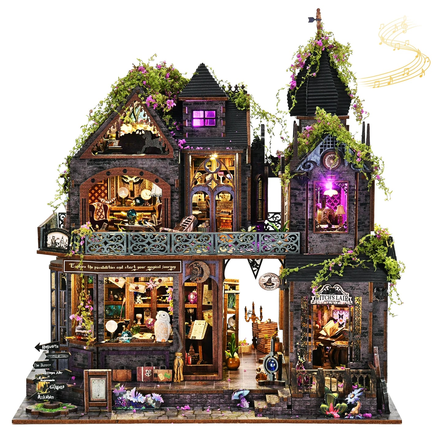 Magic Castle Book Nook Kit 3D DIY Wooden Puzzle Handmade Bookshelf Dollhouse Model Bookend Building Home Decor