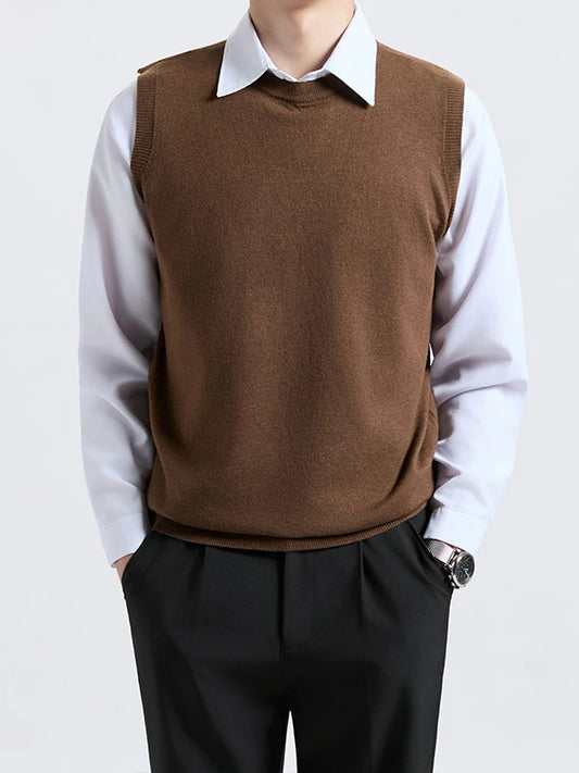 Cityboy Knitted Vest for Men Autumn Winter Trendy Brand Sleeveless American Style High-End Feel Shoulder Top Outerwear