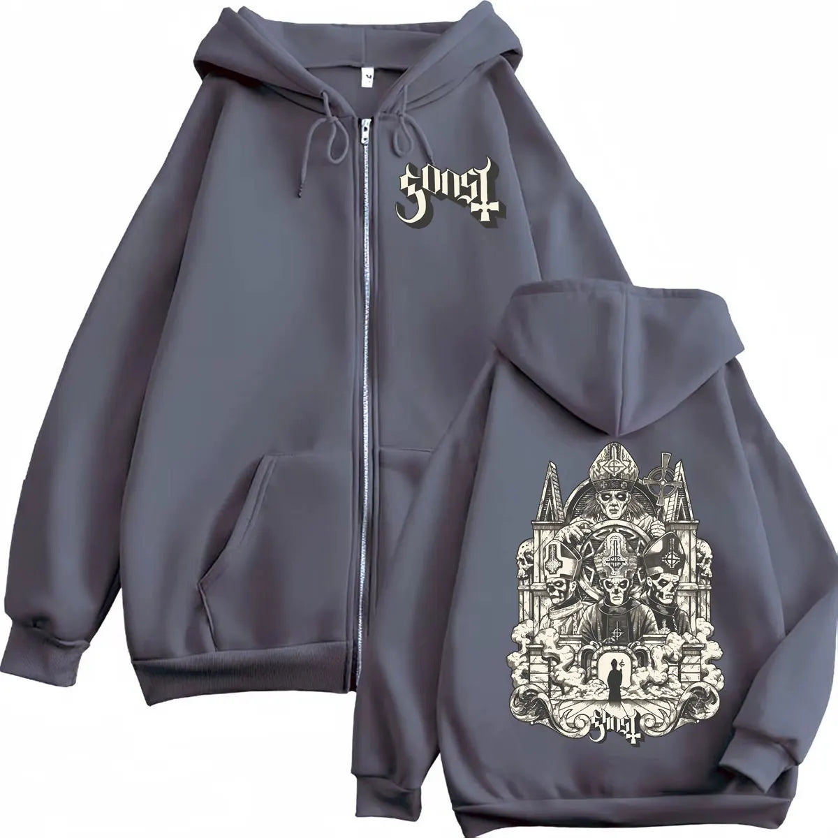 Rock Singer Ghost Band Zipper Hoodie Gothic Vintage Long Sleeve Zip Up Sweatshirts Men Women Casual Fashion Pullovers Streetwear