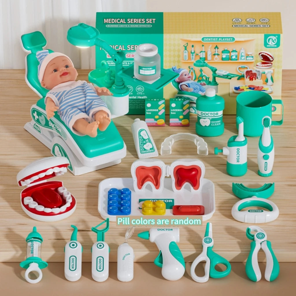 Kids Dental Pretend Play Set Simulation Dentist Chair Medical Role‑play Toys for Girls Boys Birthday Gift