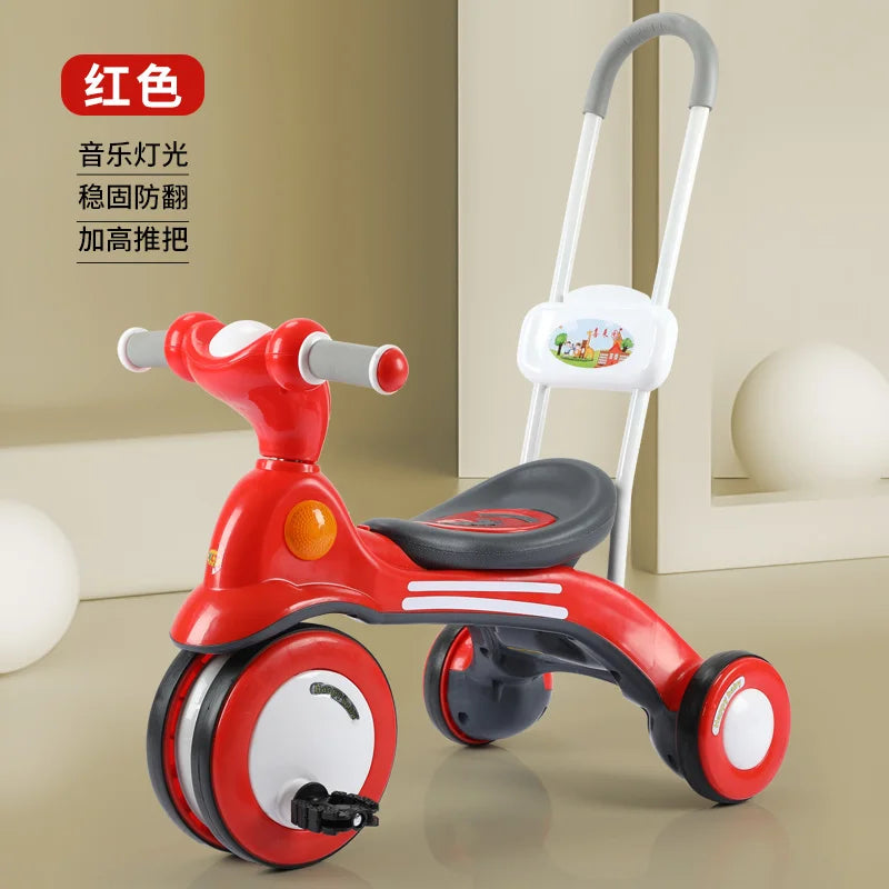 Kiddie Car Anti-rollover Safe Silent Sliding Bike Outdoor Children Pedaling Bicycle with Lights Music Tricycles Toy Gift for Kid