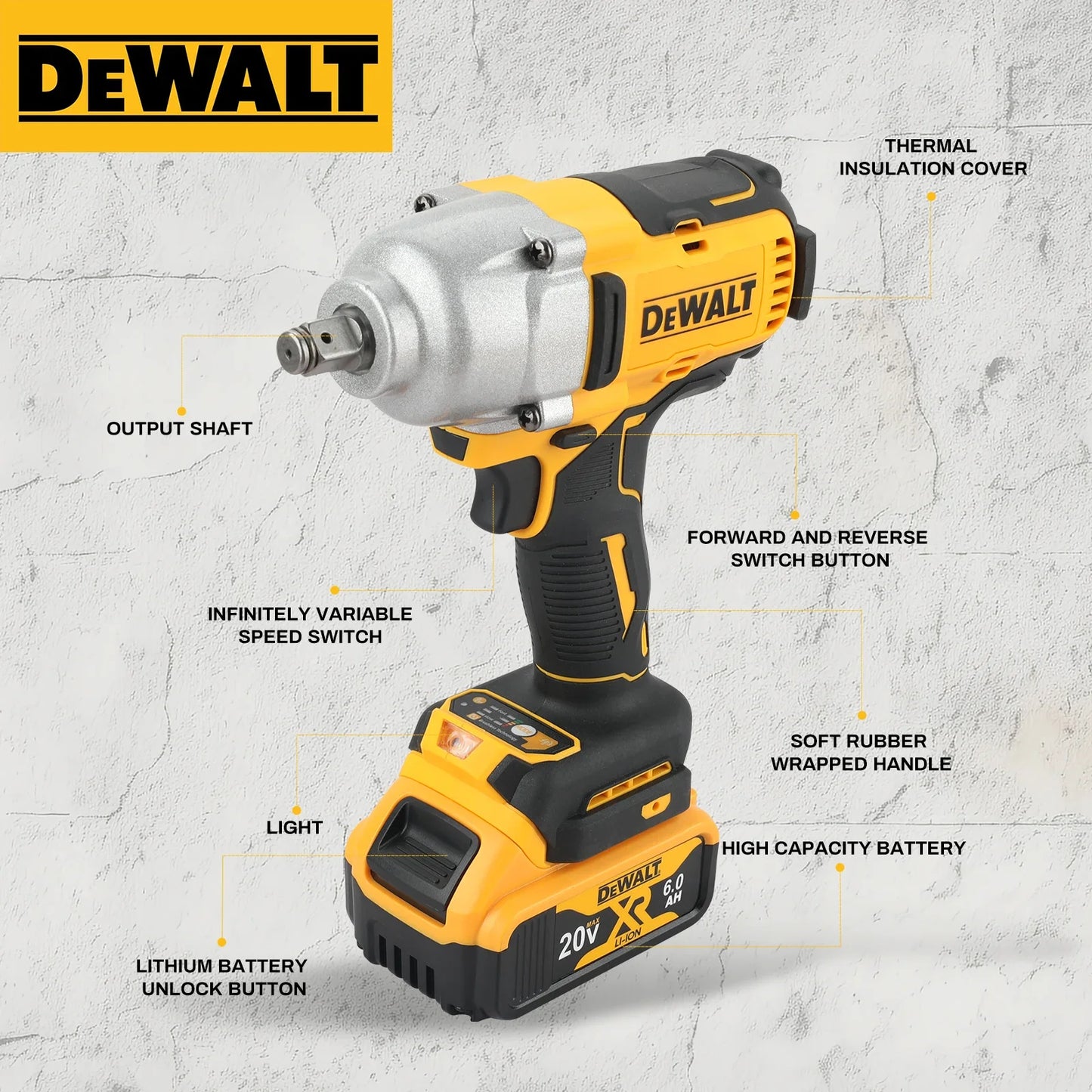 DEWALT DCF900 20V High Torque Brushless Impact Wrench 1/2" 1898Nm 0-2300RPM Cordless Power Tool for Heavy-Duty Work