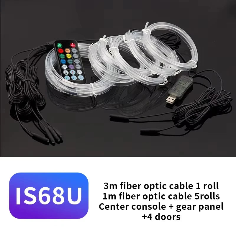 Car Interior Ambient LED Light Strip 2/3/4/5M RGB Invisible USB Fiber Optic Atmosphere Lamp Support APP Control