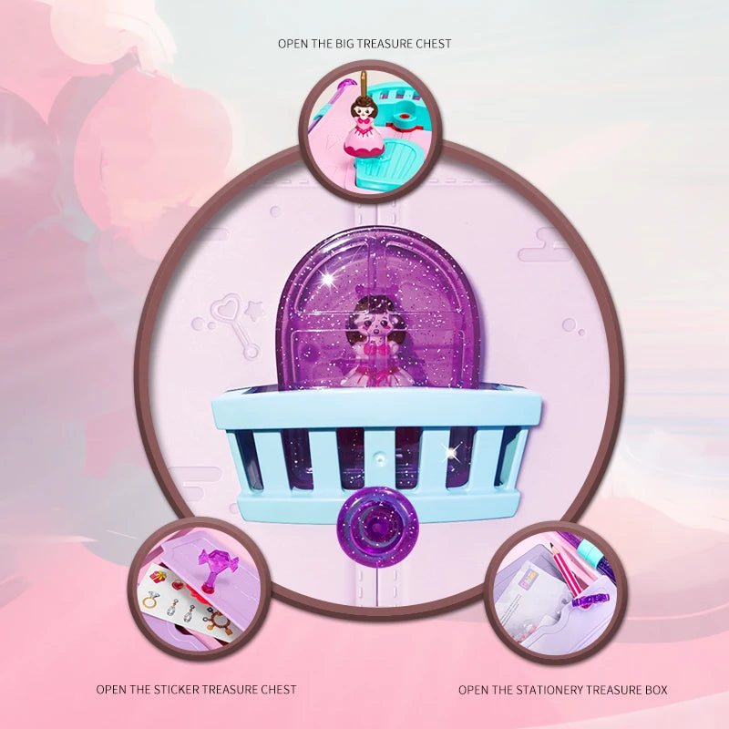 Princess Magic Book Girls Diary Toy With Lock Keys Pencil Sharpener Eraser Sticker Education Supplies Toy Gift for Kid Girl