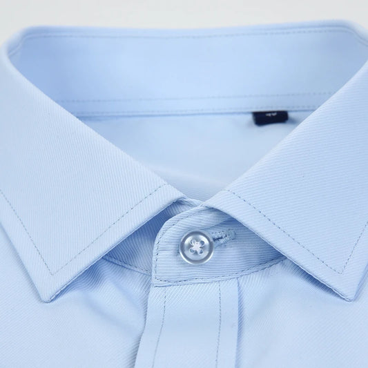 2025 Men's Striped Shirt Long Sleeve Business Office Casual Workwear Comfort Fit Classic Solid Shirts Spring Fall Tops For Male