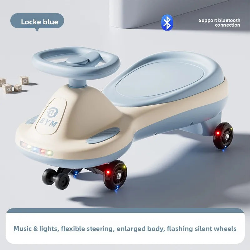 Kids Ride Toy Twisty Swing Car Silent Wheels Anti Tip Lights Music Unisex 1 13 Children's Wiggle Car Anti-rollover