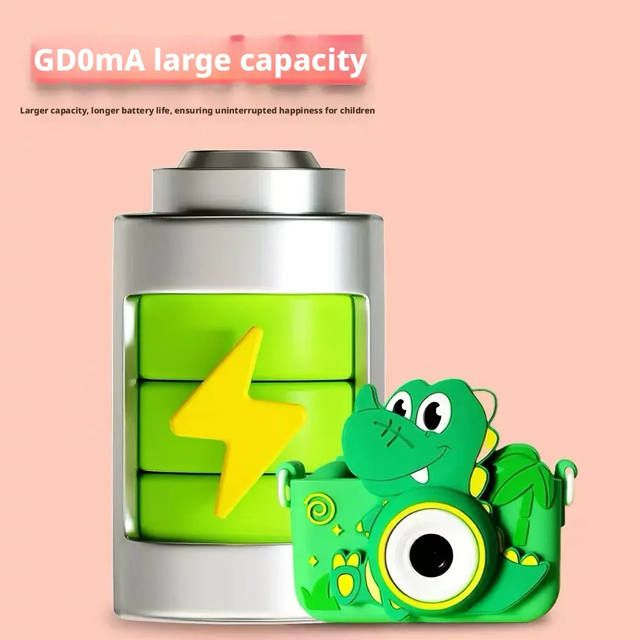 Cute Green Dinosaur SLR Kids HD Camera Portable Outdoor Mini Digital Toy with Photo & Video Recording Educational Cartoon Camera
