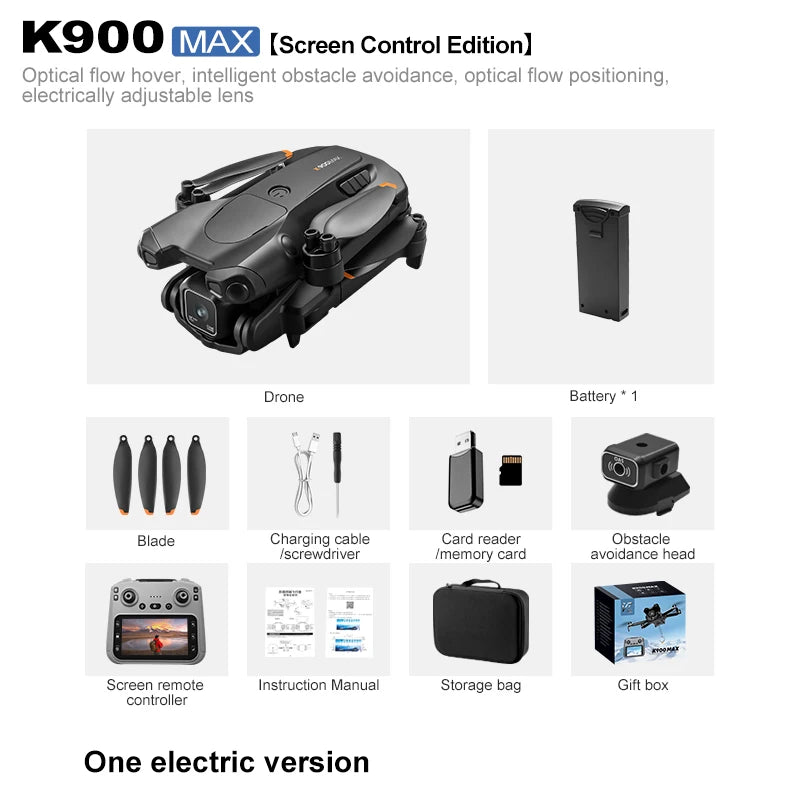K900 MAX 8K Professional Drone with Dual Camera WiFi FPV Aerial Photography 360° Obstacle Avoidance Quadcopter airdrop Drone Toy