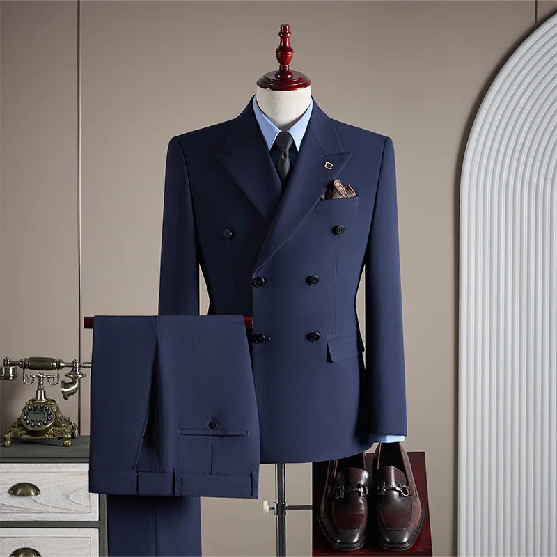 Elegant Men Slim Fit Suit Sets Formal Party Business Outfits Evening Prom Male Performance High Quality Blazer Pants 2 Pieces