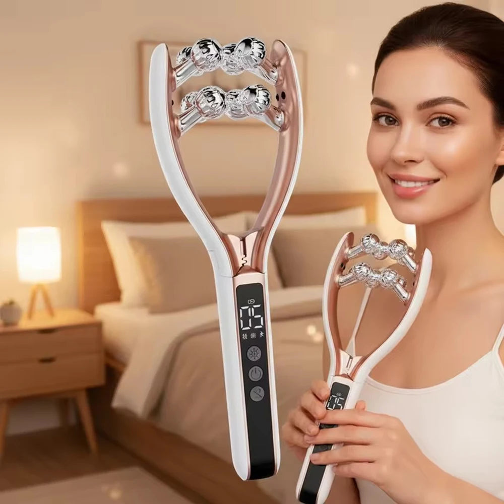 NEW RF EMS Micro Current Roller Face Slimming Artifact V Face Beauty Firming Lifting Face Facial Massage Instrument