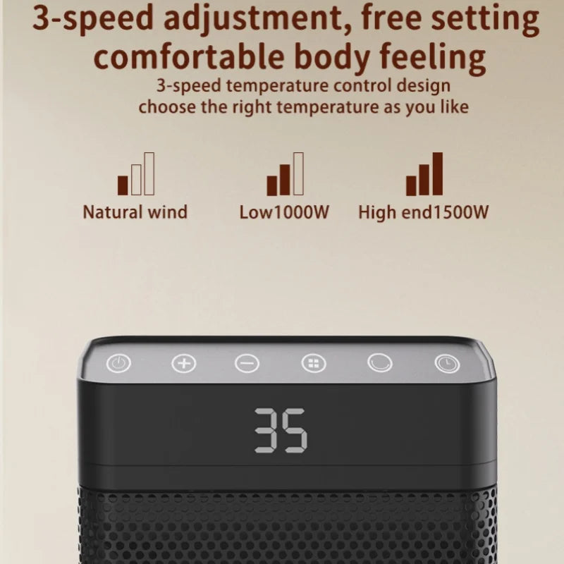 Heater Remote Control Touch Screen Heater Shaking Head PTC Fast Heating Heater Table Standing Timer Electric Heater