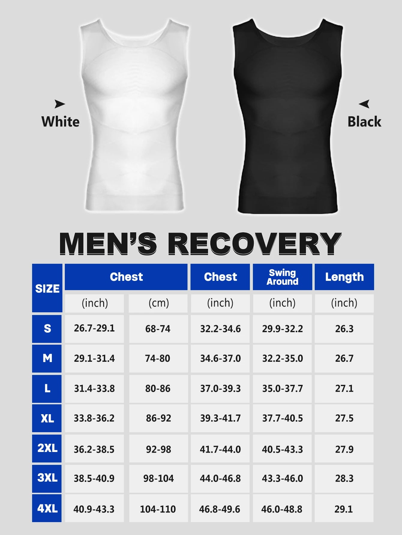 Men's Post-Surgery Shaping Bodysuit Upper Body Tummy Control Abdominal Shaping Top for Recovery