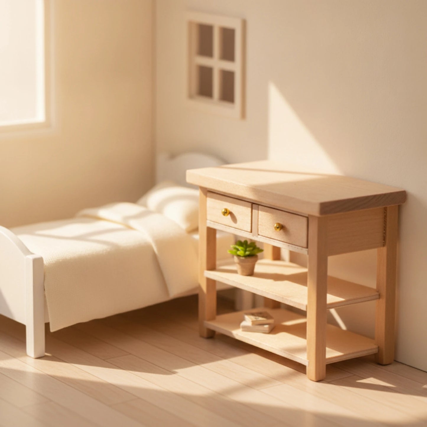 Dollhouse Side Cabinet Natural Finish Dollhouse Cabinet Furniture 1:12 Scale Decorative for Hobbyists, Diorama