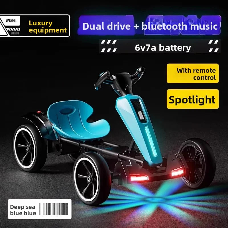 New Foldable Portable Kids Electric Go-Kart with 390 Motor Cool LED Lights No Assembly Outdoor Off-Road Toy Car for Boys/Girls