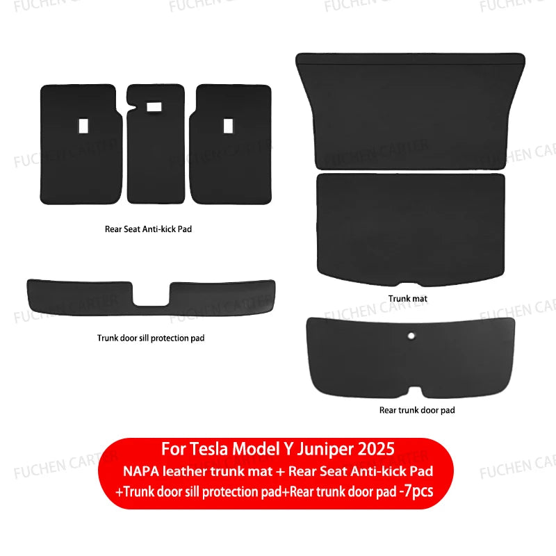For Tesla Model Y Juniper Trunk Mat Full Coverage Trunk Both Side Guards Seat Backrest Protective Pad Cargo Liner Anti Dirty Mat
