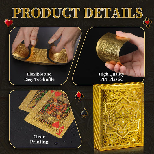 Gold Size Playing Cards | 1/2/4 Pack Plastic Waterproof Poker Set | Professional Board Games | Adult Game Gift for Holidays, Vac