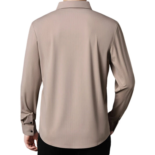 Men's Stretch Stripe Shirt - Elegant Slim Fit Long Sleeve for Business Casual | Wrinkle-Resistant Office-to-Commute Wear M-4XL