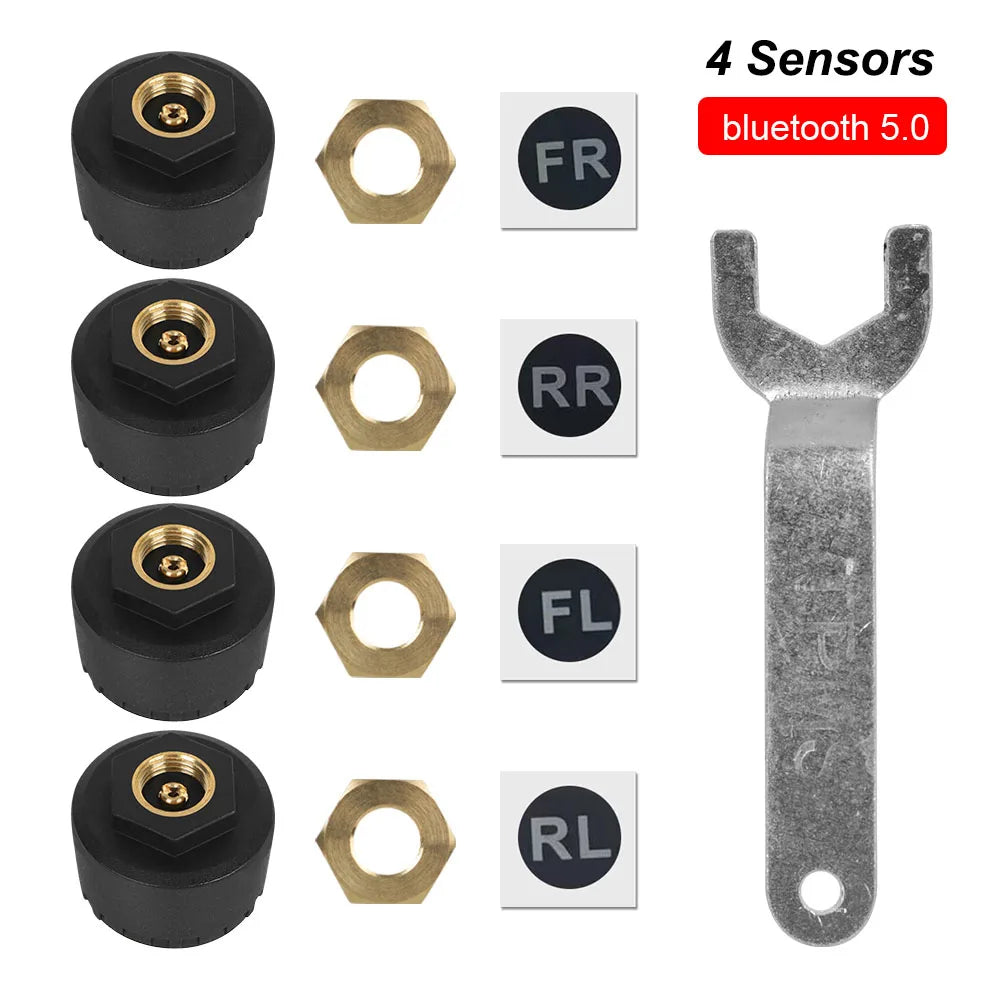 2/4PCS TPMS Sensors Bluetooth 4.0/5.0 APP Display Car TPMS Tire Pressure Monitoring System Motorcycle TPMS Tyre Tester Alarm Set