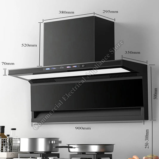 Range Hood With Voice and Waving Smart Control Low Noise Cookware Chimney Smart Sensor Kitchen Range Hood