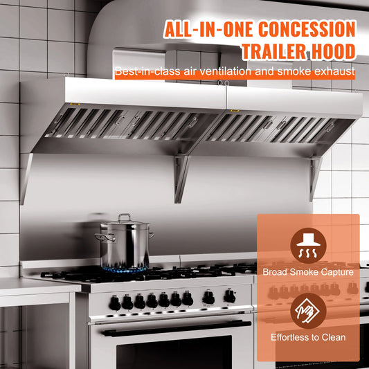 30 Inch Commercial Range Hood, 201 Stainless Steel Under Cabinet Kitchen Vent Hood, Concession Exhaust Hood, Silver