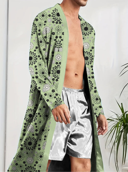 men's long robe 2025 Spring Sleepwear Bathrobe men printing a must-have for leisure and entertainment Autumn robe Funny pajamas