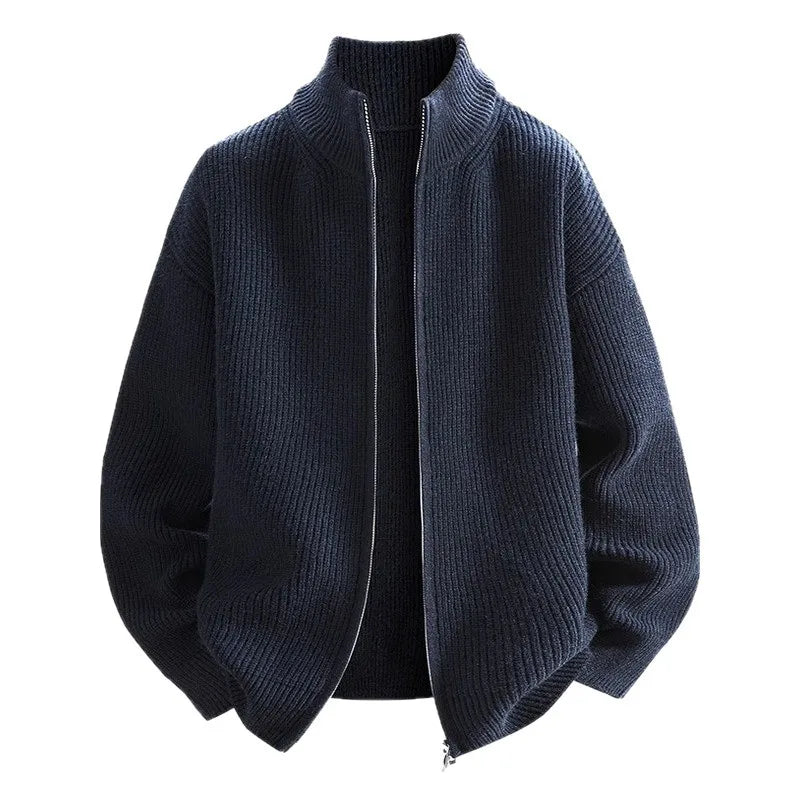 Cardigan Sweater Men's Knitted Sweater Spring and Autumn Fleece Thickened Outer Wear Loose New Coat