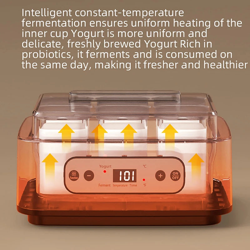 Automatic Yogurt Maker with 6 Cup Professional Adjustable Temperature Time Yogurt Maker Multi-functional Ice Cream Pudding Maker