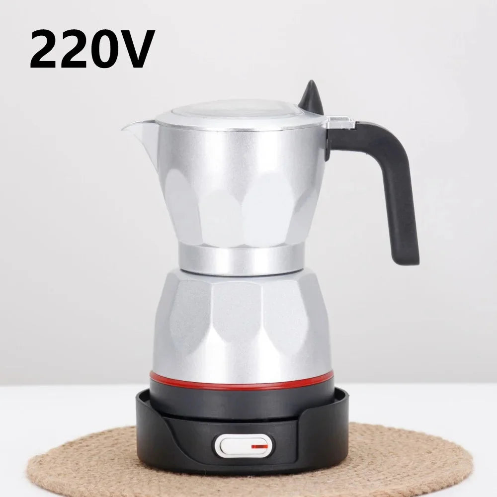 110V 220V 150ml Home Transparent Electric Moka Pot Aluminum Moka Pot Coffee Maker Simple Portable Coffee Pot
