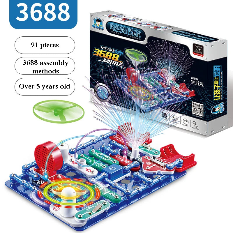 Educational Electronic Building Blocks for Kids - New Circuit Scientific Experiment Assembled Toys for Children's Exploration 8+