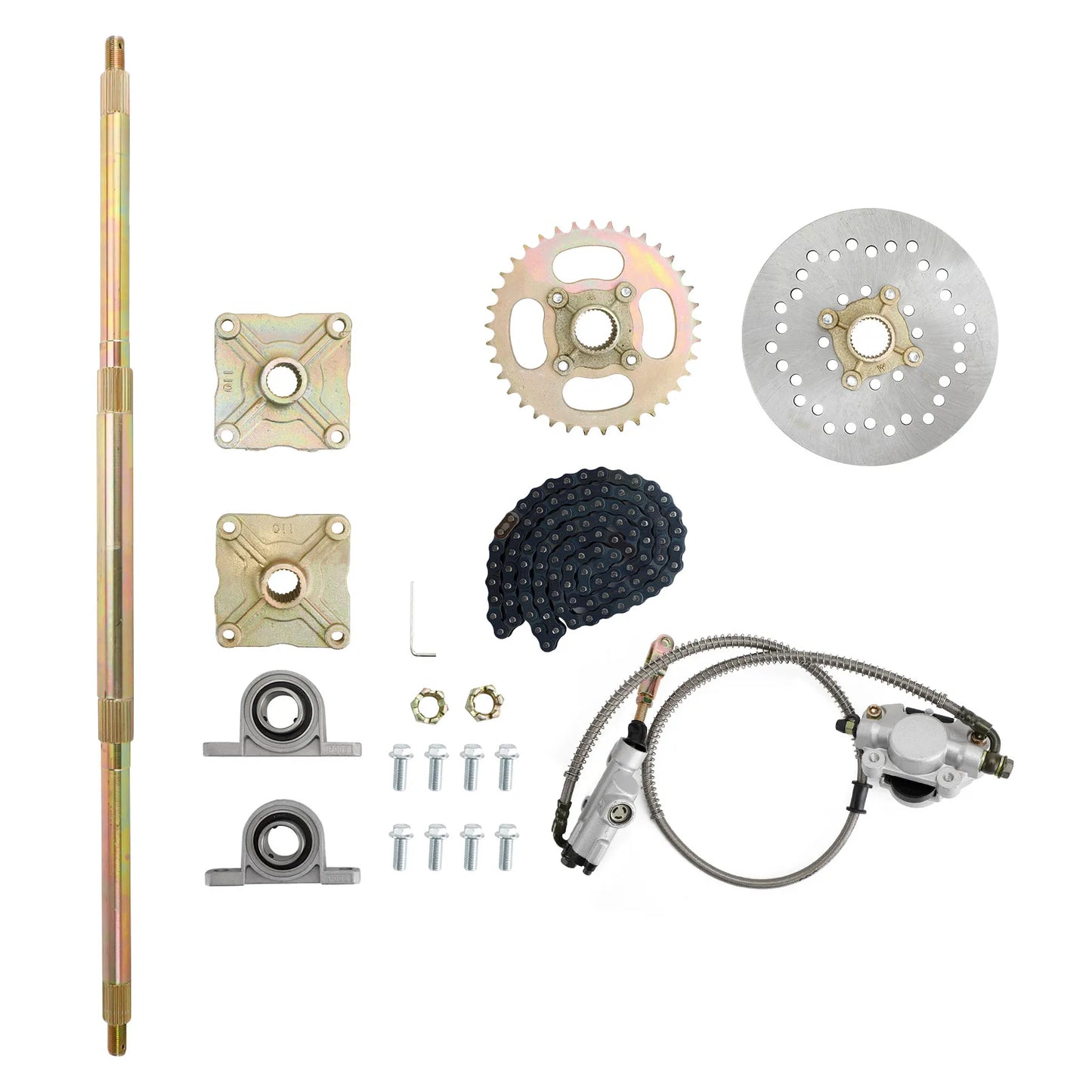 Artudatech 32" ATV Quad Go Kart Rear Live Axle Kit Sprocket Brake Wheel Hub Brake Assembly