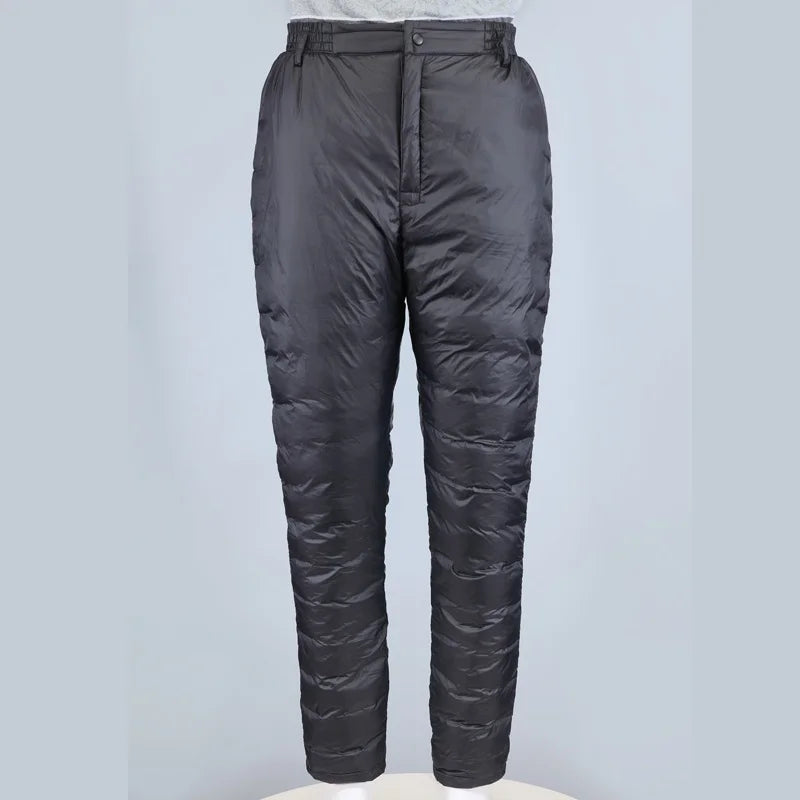 Men's down Pants Lightweight Loose Warm Duck down Inner Cotton Pants for Winter Business Casual Straight Leg Long Pants