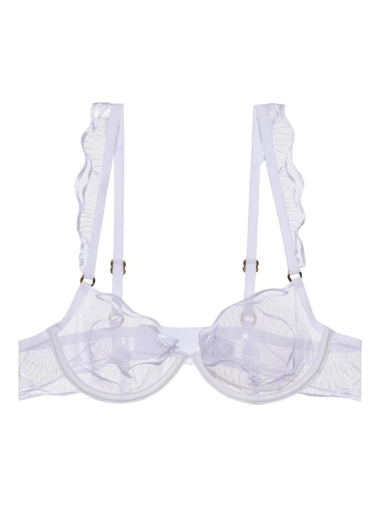 Sexy French Flower Embroidery Lace Bra Set Pure Desire Ultra Thin Push Up Wirefree Comfort Romantic Niche Bralette S-XL MOYISU