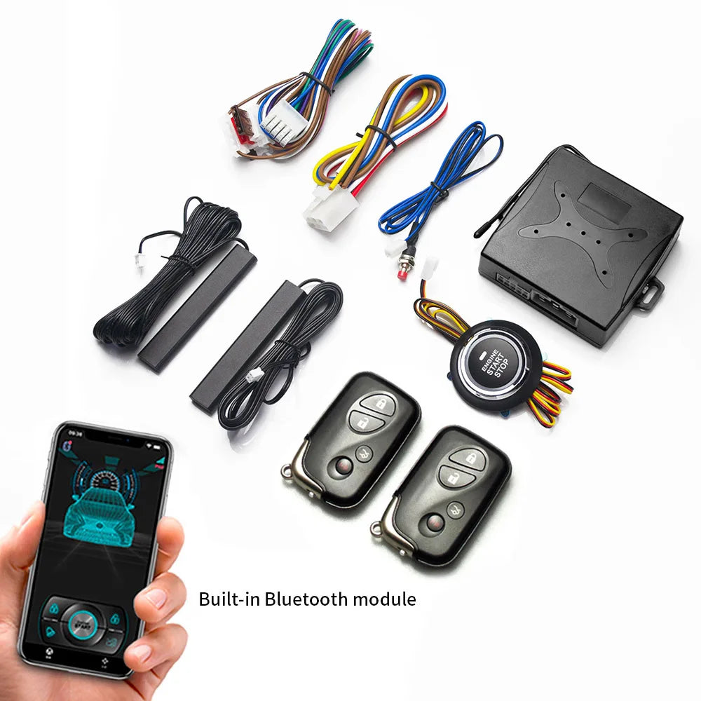 Keyless Ignition System Start Stop Button Mobile Bluetooth App Control PKE Keyless Entry Remote Remote Automatic Start Car Alarm