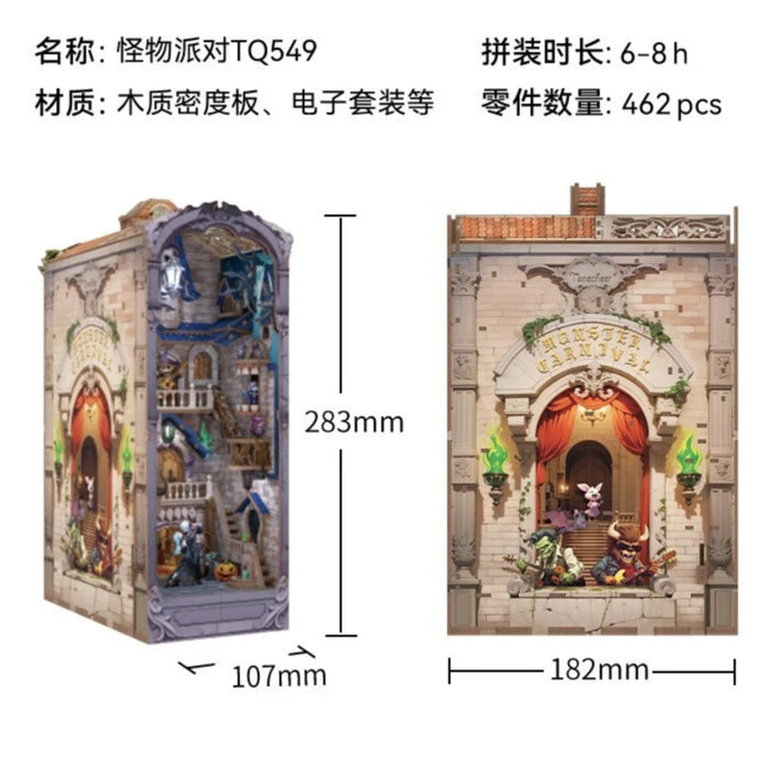 Tonecheer Mini Town Monster Carnival Wooden Puzzle Building Blocks Diorama Model Kit 3D Wooden Gift Toy Dollhouse Decoration