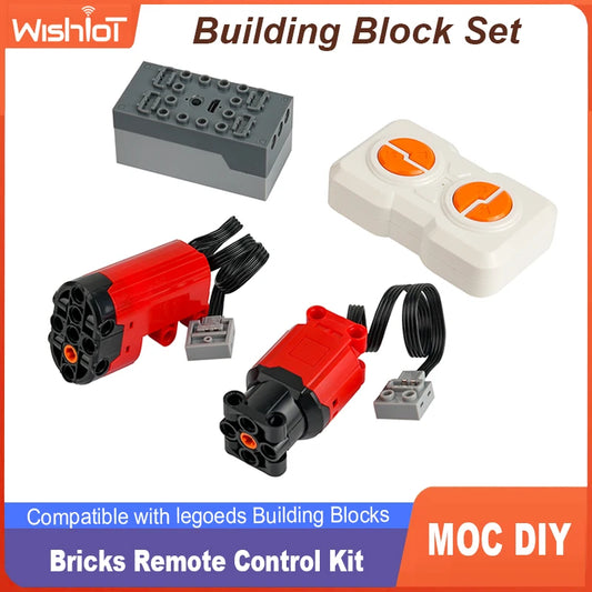 Sports Car Technological Block 1:14 Red Power Function L/Servo Motor Set With Remote Controller Moc Bricks DIY Parts Model Toys