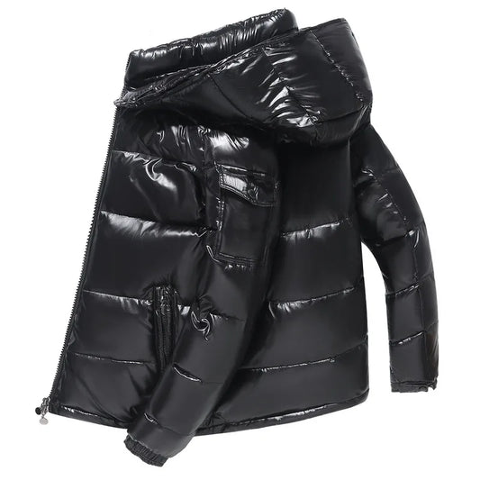High Quality Outdoor Windproof Parka Thicken Warm Puffer Tops Winter Hooded Shiny Down Coats Mens Casual White Duck Down Jackets