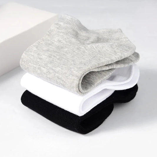10pairs / Low Black And White Gray Cotton Socks Men's Socks Breathable Sports Socks Men's Short Socks Women's Socks EU37-44