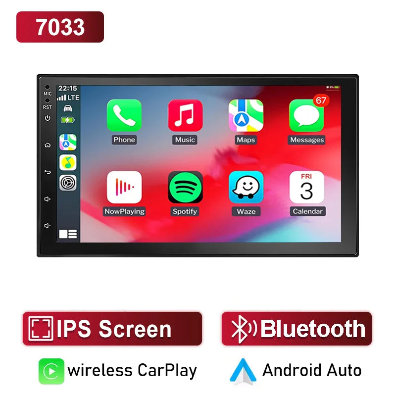 XIMA 7 Inch 2 Din Wireless Carplay Android Auto Car Radio Multimedia Video MP5 Player With BT FM Stereo Autoradio Audio USB TF