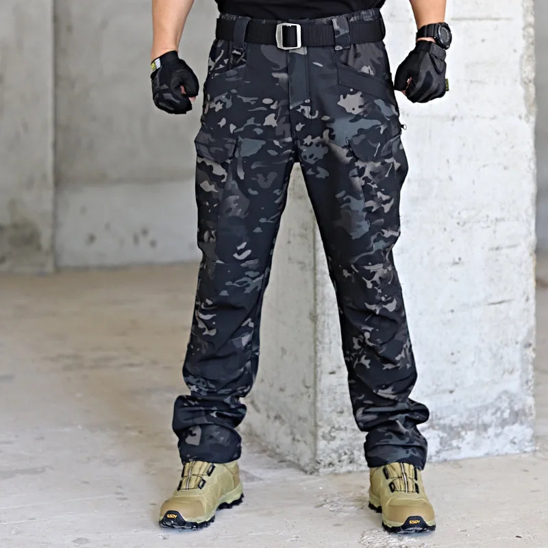 Autumn Tactical Pants Men Casual Work Cargo Trousers Waterproof Multi-pocket Wear-Resistant Outdoor Training Camouflage Trousers
