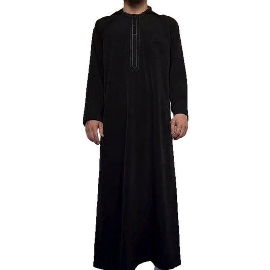 Loose Men's Ankle-Length Robe Comfortable Pure Color Large Size Casual Vintage Long Shirt Hooded Versatile Ethnic Style Clothing