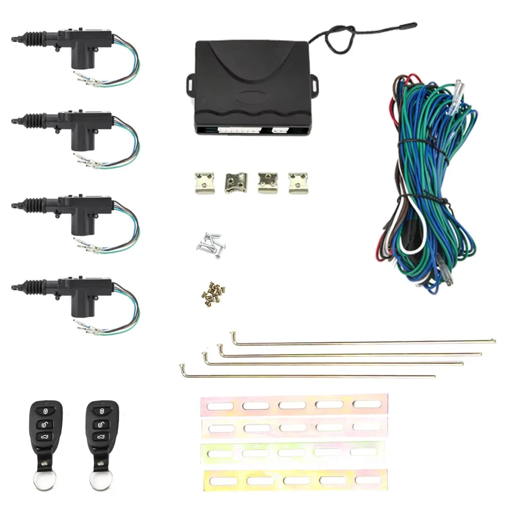 Hippcron Car Lock Door Remote Control Entry System Car Central Control Lock With 4 Door Lock Actuator 12V Universal