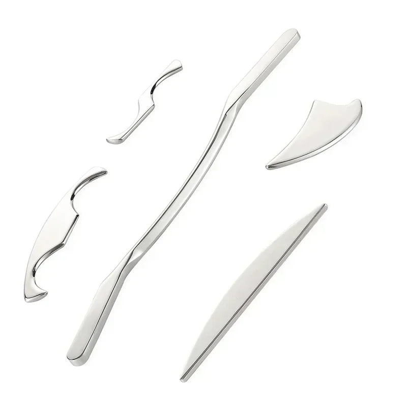 5pcs Fascial Knife Deep Tissue Muscle Scraper Guasha Tool Set IASTM Tool Relieve Sore Muscles Stainless Steel Fascial Massager