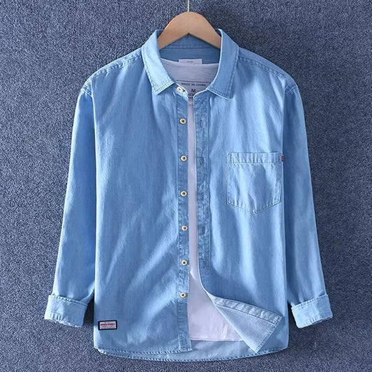 Casual Loose Men's Long Sleeve Denim Shirt Youth Trend Breathable Comfortable Workwear Resistant to Wear And Dirt Spring Autumn