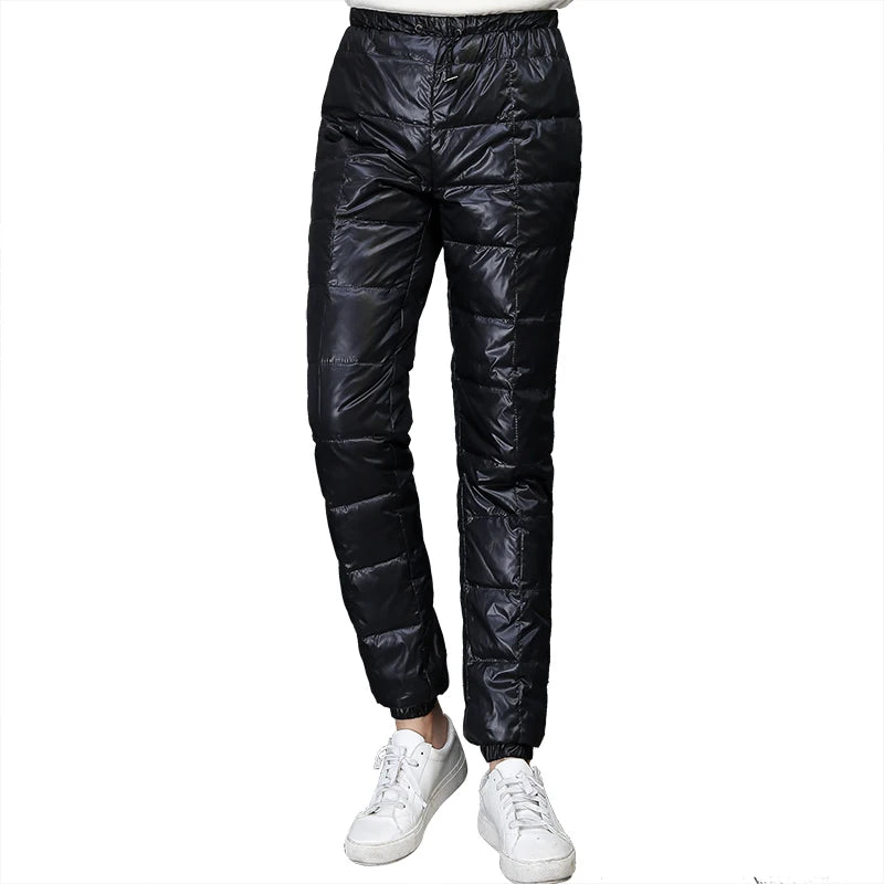 Men's High Waist Thickened Slim Fit Large Size down Pants Outdoor Youth Inner Wear Cotton down Pants Winter Thick