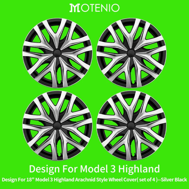 4PCS for Model 3 Highland 2023-Prese Wheel Cover 18 Inch Hubcap Arachnid Style Wheel Cover Rim Hubcaps Car Protection for Tesla