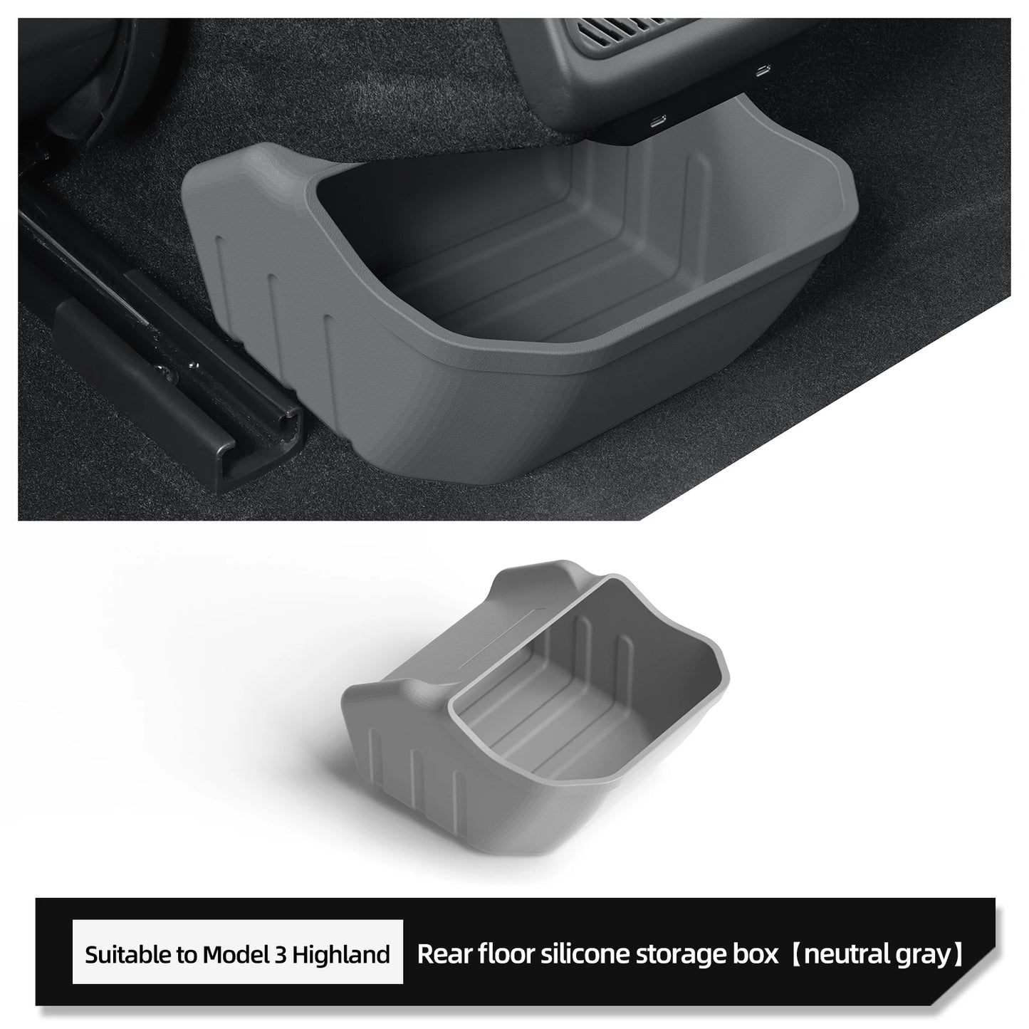 For Tesla Model 3 Highland 2025 Rear Seat Storage Box Below The Rear Air Outlet Rear Seat Organizer Tray Car Accessories 2024