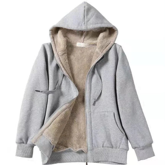 Autumn New Street Style Women's Hooded Long Sleeve Color Sweatshirt Printed Plush Loose Outerwear Casual Streetwear